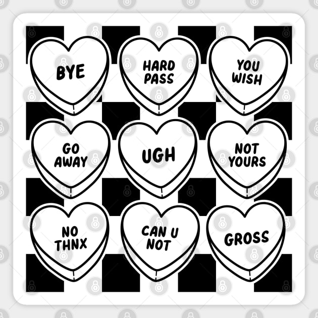 Anti Love Pills Black And White Love Sucks Anti Love Magnet by Pop Cult Store